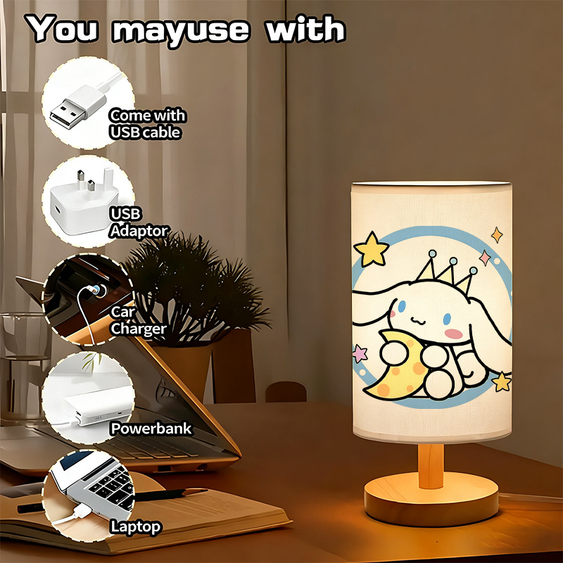   cute character usb powered bedside lamp with   lighting modern cartoon design with hearts stars plug in night light for bedroom living room room decor ideal gift for fans no   included 7