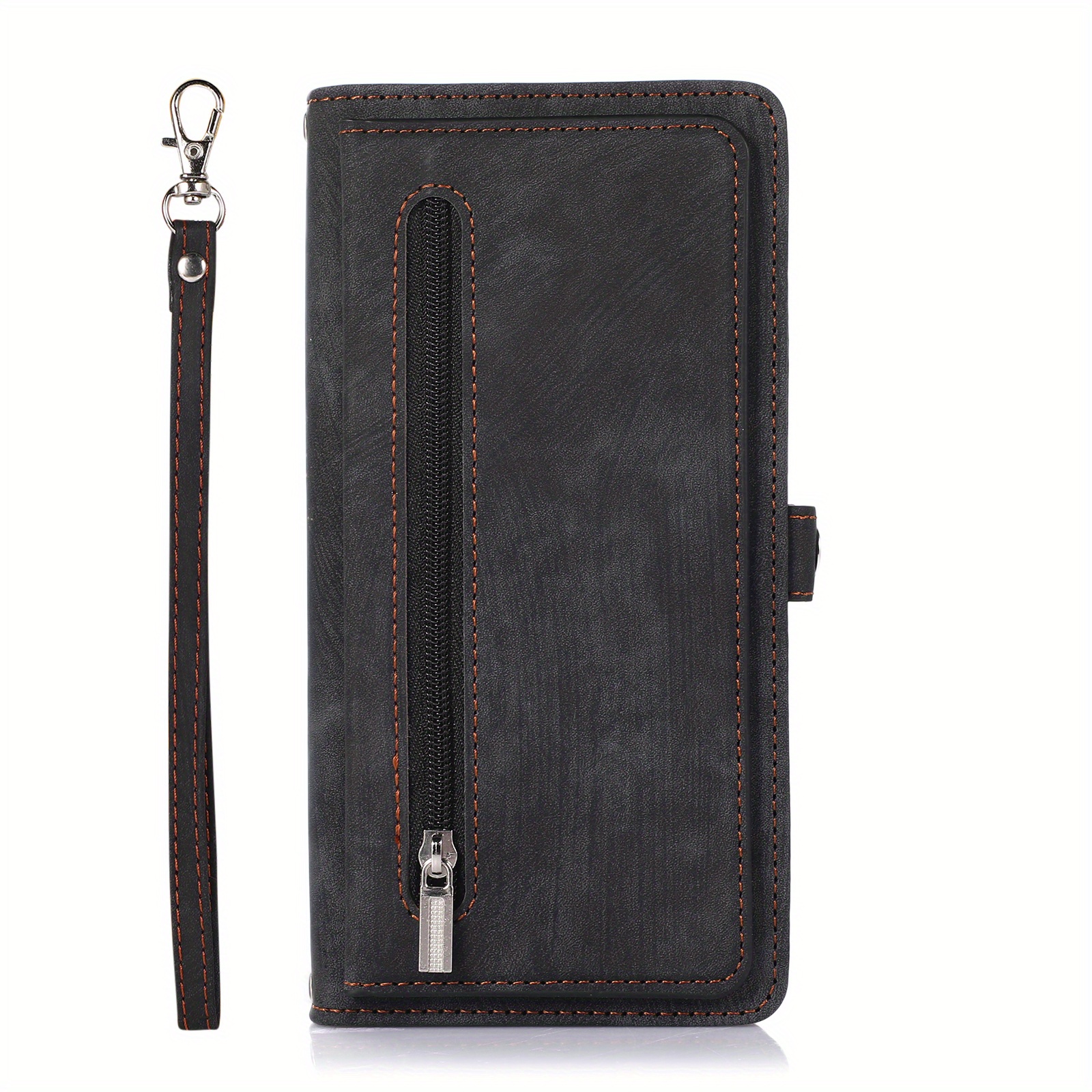 TEMU Phone Case - A Black Multifunctional 9-card Zipper Pouch With A Skin-friendly Protective Case More Durable, Suitable For Men And Women. This