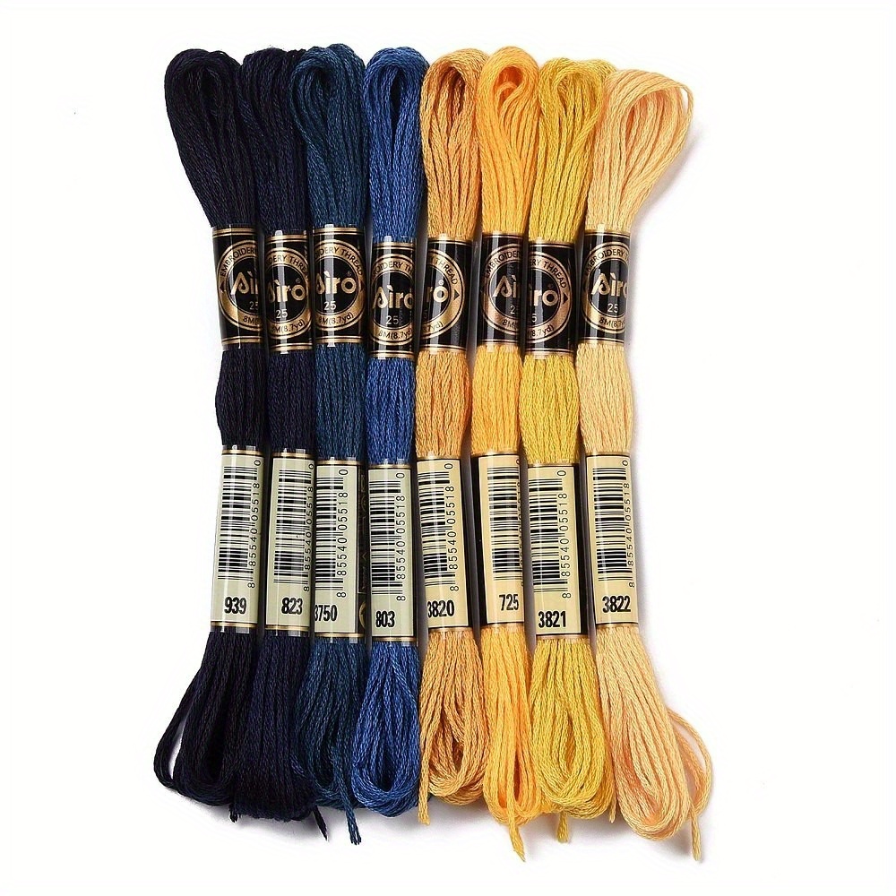 8 Skeins 6-Ply Polyester Embroidery Floss Set