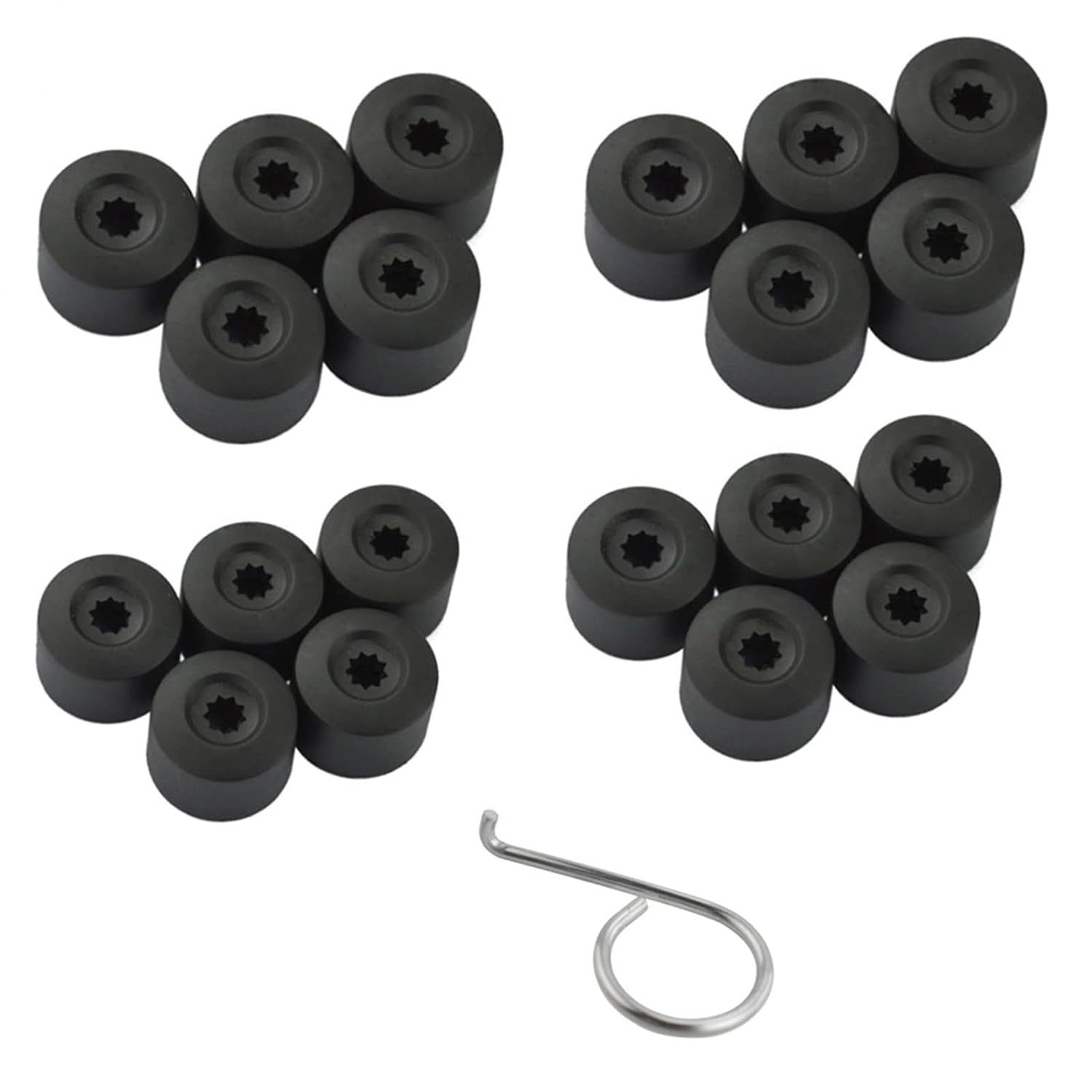 

20pcs Universal Black Abs Wheel Covers 17mm With Removal Tool - Compatible With , Golf, , - Bolt Caps For Car Wheels