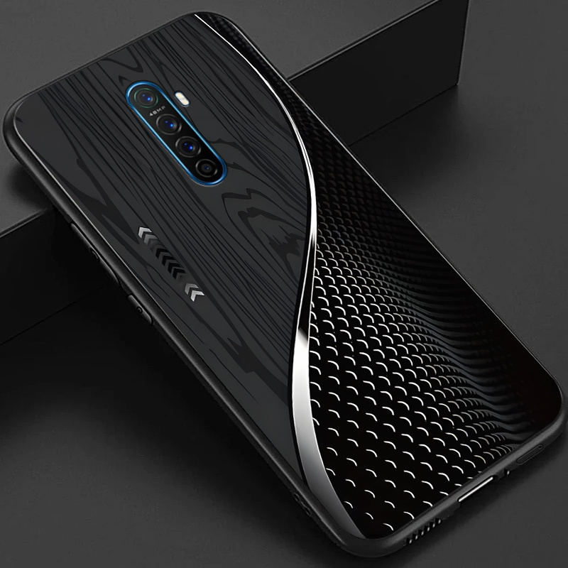 TEMU Чохол для телефону - Чохол для OPPO та Realme X2 Pro, з глянцевою скляною задньою панеллю з дизайном чорних, зелених та коричневих лусок,