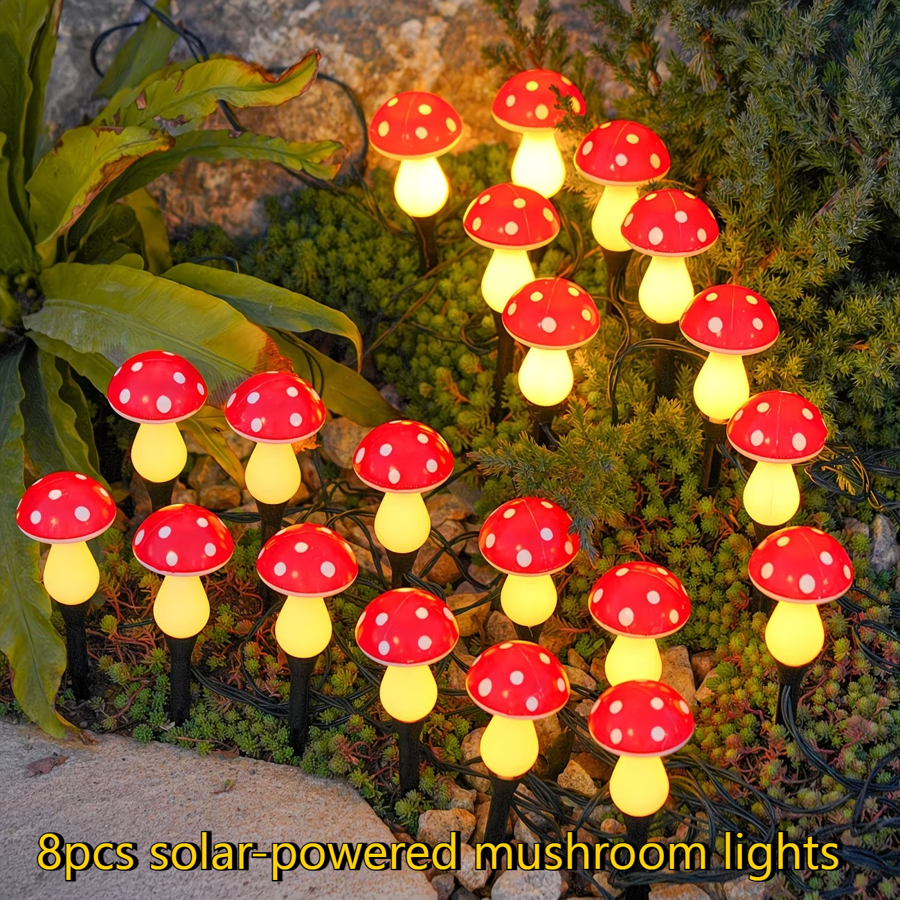 E-shop Erdspieß-Pilzleuchten [8er-Set Solar-Pilzleuchten] Solar-Dekoleuchten, geeignet für Hof-Terrasse-Wege-Grasfläche, perfekte Dekoleuchten,
