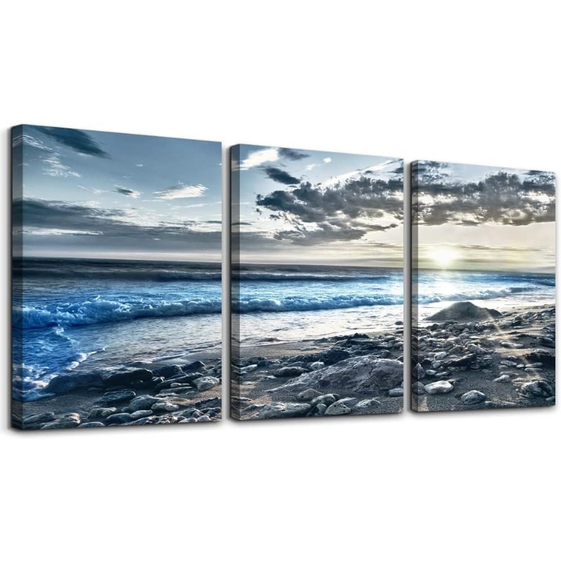 TEMU 2d Flat, 2d Flat, [2d Flat Art] 3pcs (framed) Modern Paintings Living Room Nature Prints On Canvas, Decorations For Bedroom Bathroom Dining Room