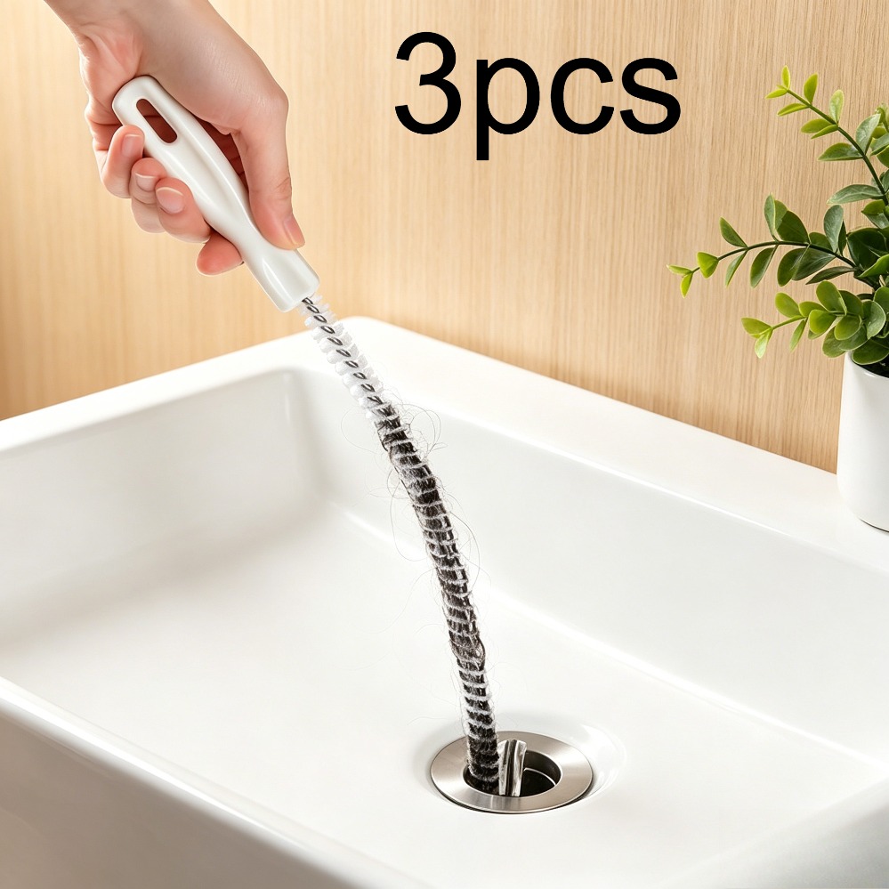 TEMU 3pcs High- Pipe Drainers, Downstream Sewer Hair Cleaners, Bathtub Kitchen Sink Toilet Cleaning Brushes, Plumbing Unclogging Tools, Home Hair