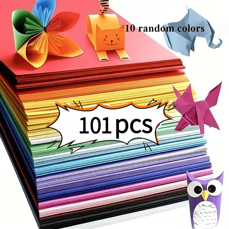 TEMU 101 Sheets, 10 Colors, Multifunctional Solid-color Thickened Creative Paper, Heavy-duty Cardstock, Random-colored Square Thick Paper, Suitable