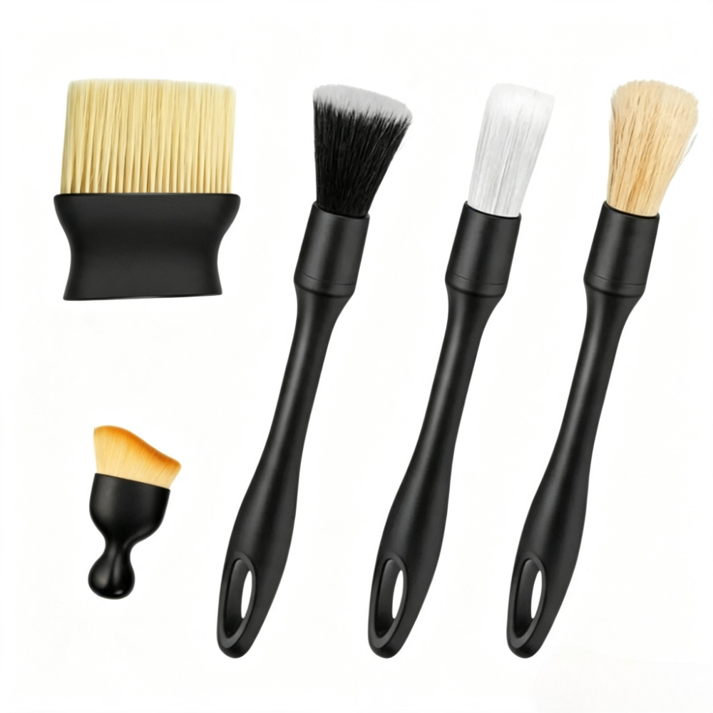 TEMU Ensemble de 5 brosses de detailing auto, brosses de nettoyage ultra-douces et anti-rayures pour intérieur de voiture, pour de bord, bouches