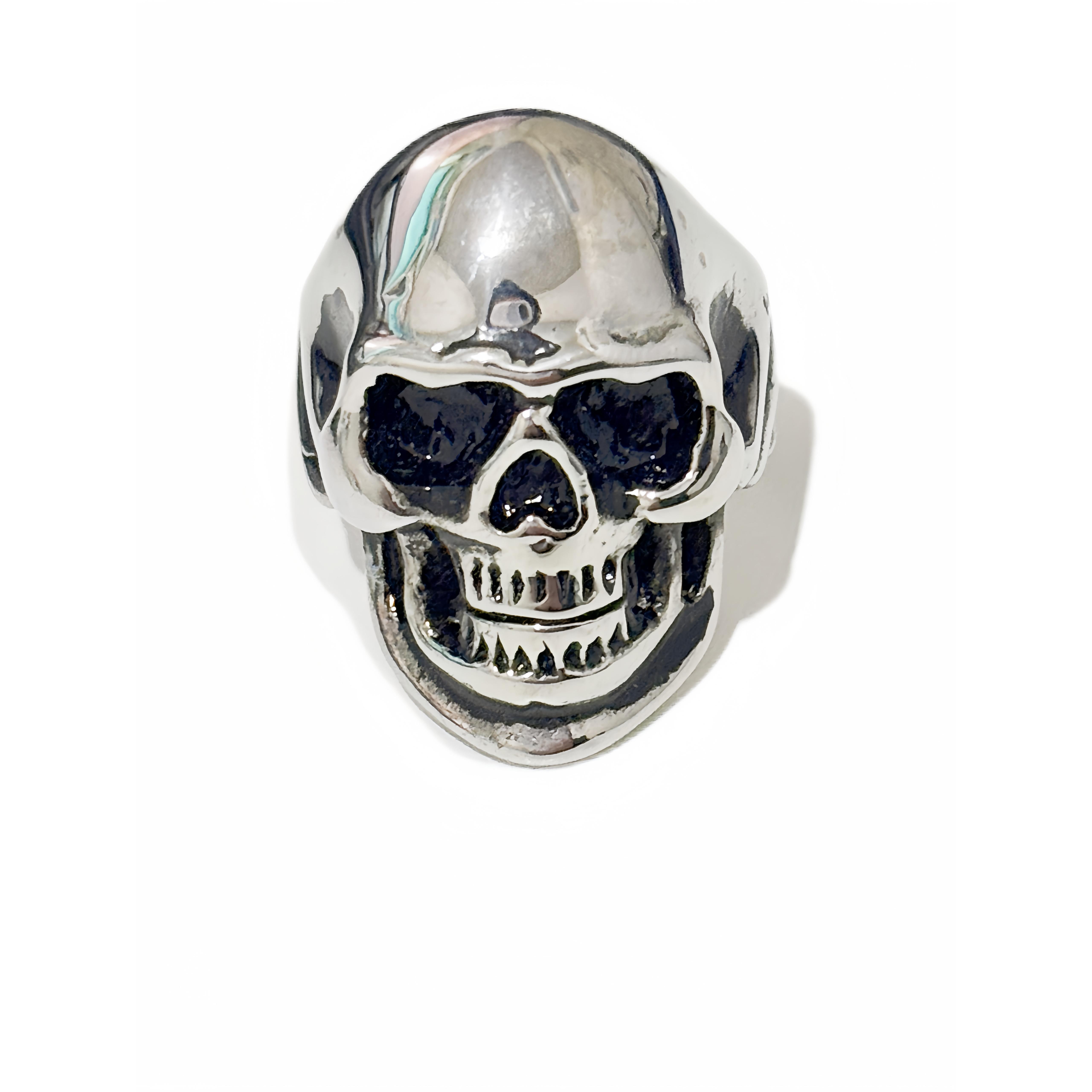 Vintage Gothic Skull Stainless Steel Ring, Halloween Style