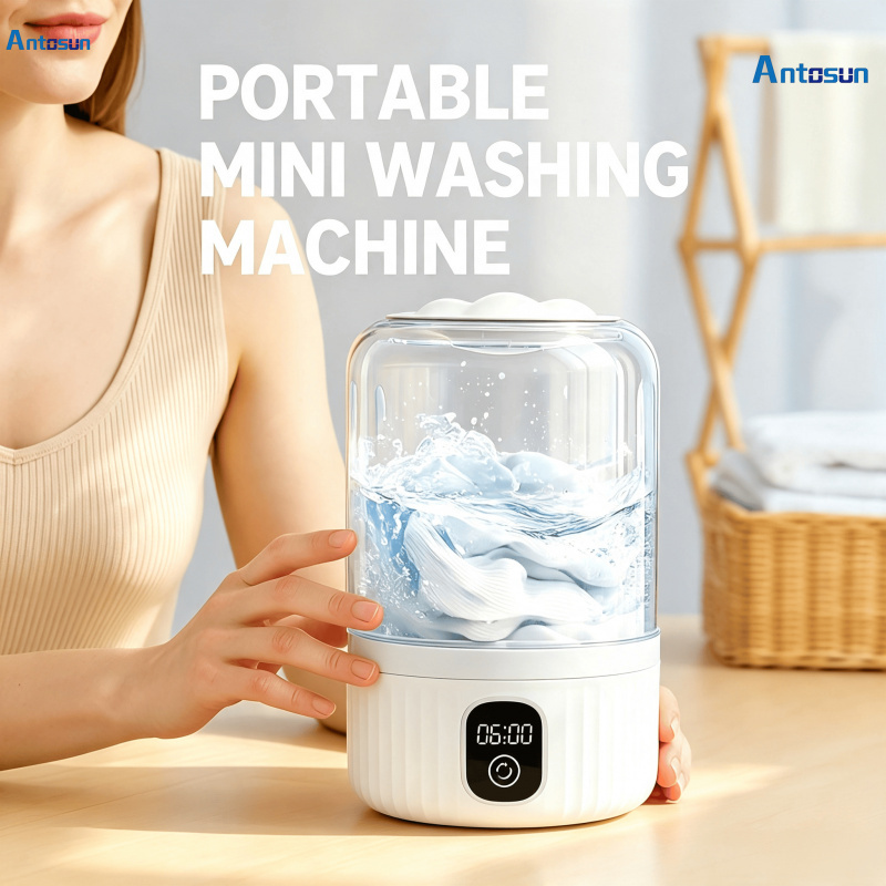 TEMU 1pc Portable Mini Electric Washing Machine, Timer Control Compact Small Laundry Washer, Household Portable Laundry Device For Underwear, Socks,