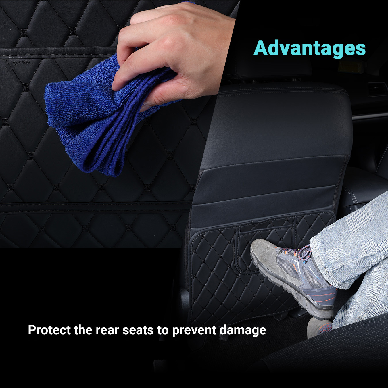 car seat back protector storage pockets anti kick mat Temu Ghana