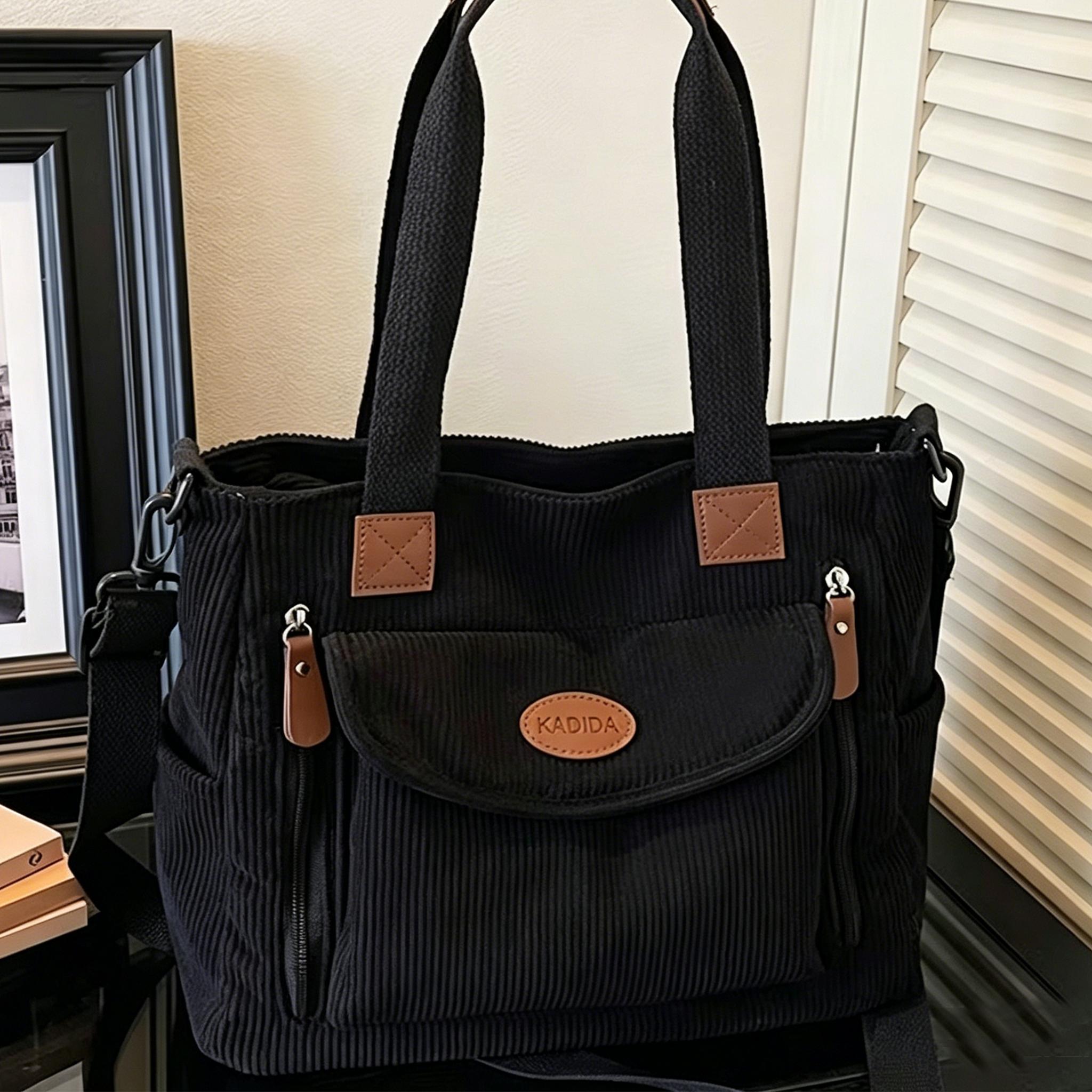 TEMU Cahvin Koeinz Large Capacity Corduroy Crossbody Bag With Multiple Zippered Pockets & Detachable Strap - Corduroy Handbag Suitable For Travel,