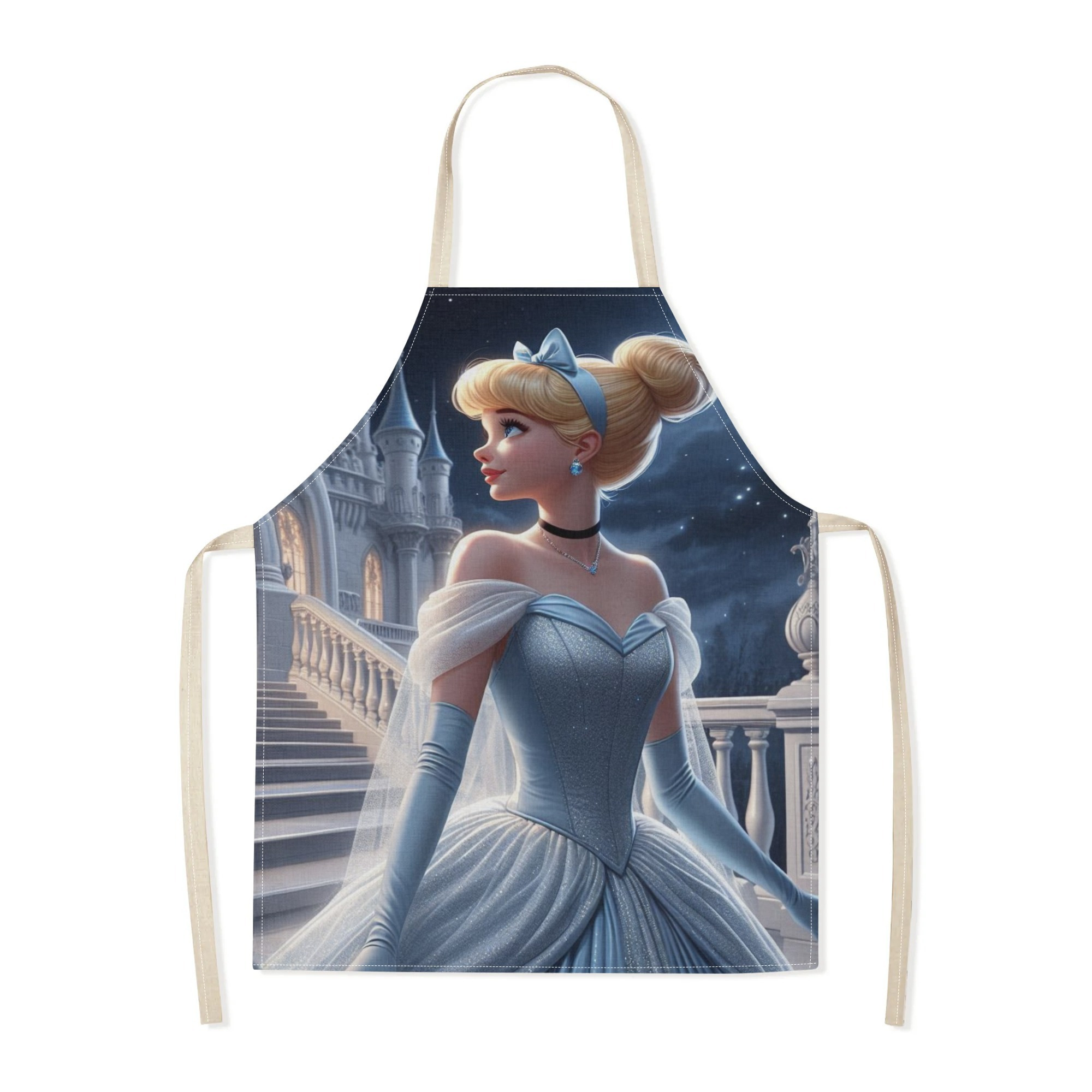 disney   waterproof apron - chic &   100% polyester,   with a glossy finish, featuring   princess in castle setting - ideal for home, hotels, restaurants, supermarkets, and more details 6