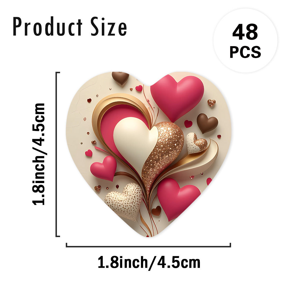 TEMU 48pcs 3d Glitter Heart-shaped Gift Tags With Hemp Rope - Layered Hearts Suitable For Valentine's Day, Wedding, Decorations, Luxury Glitter Paper
