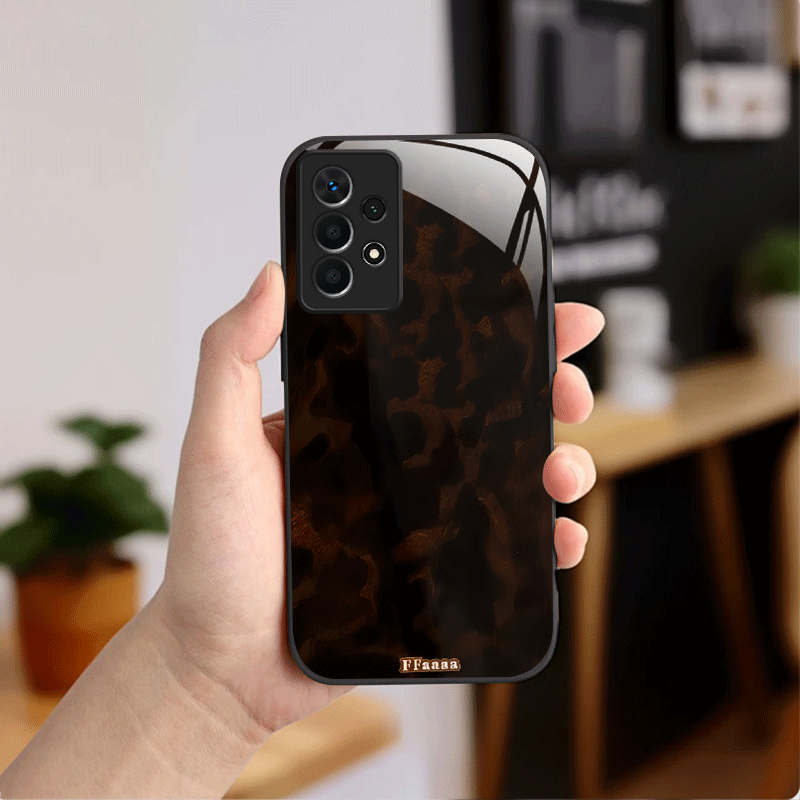 TEMU Phone Case: Brown Claw Texture Pattern White Light Glass Phone Case, Light Luxury High-end Feel, Compatible With Galaxy