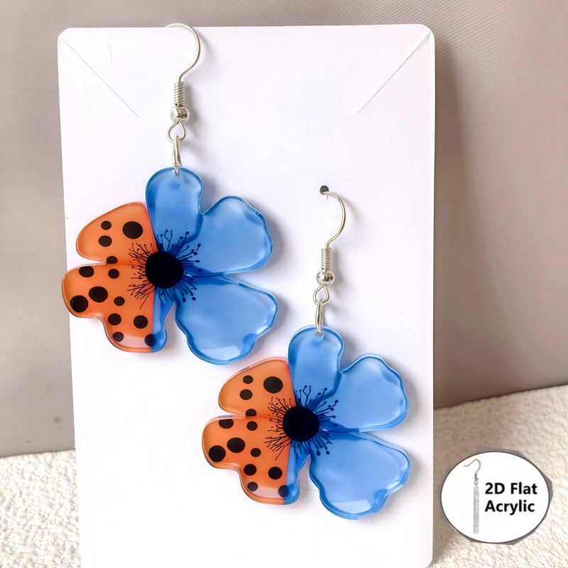 TEMU 2d Flat - 2d Tropical Acrylic Earrings European And Flower Earrings Hawaiian Party Refreshing Earrings