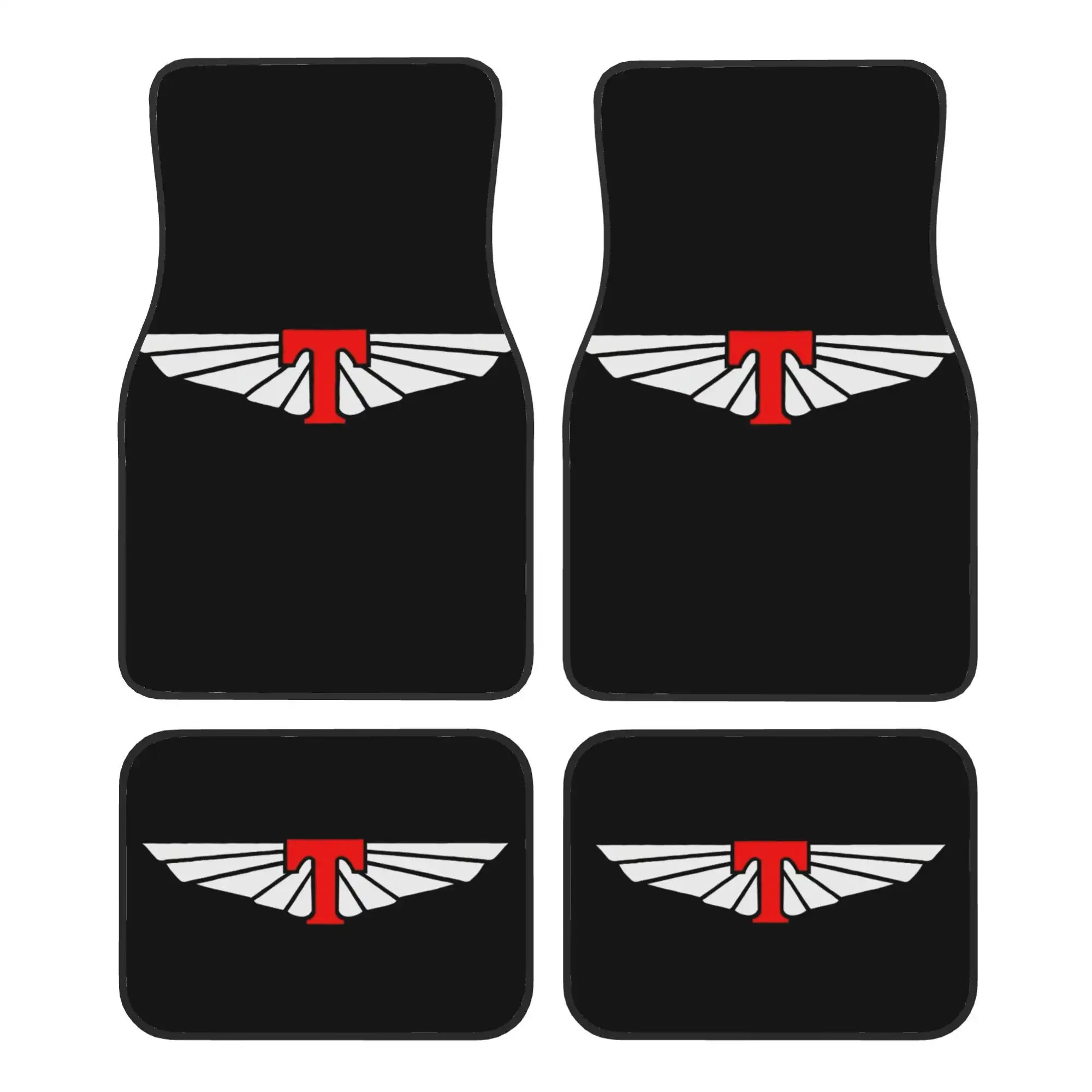 TEMU 4pcs Logo Car Floor Mats- Durable, Fit For Cars, Design With Red& White Logo, It's A Small , Making Journey Comfortable And