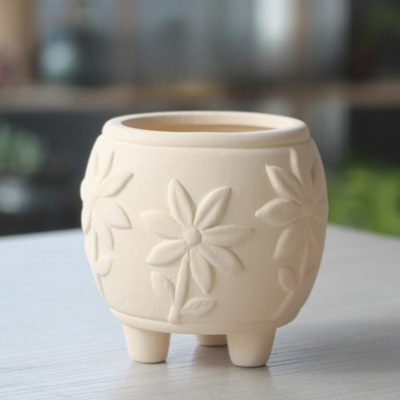 6pcs diy unfired ceramic thumb planters embossed small flower creative graffiti hand painted three dimensional mini planters with breathable feet suitable for indoor and outdoor use   and office garden decor diy desktop planting kit