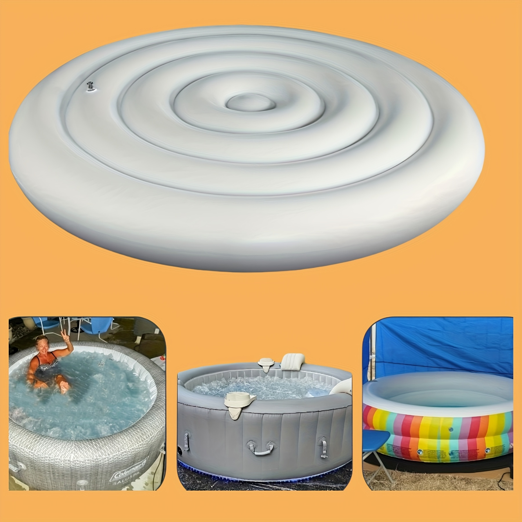 E-shop Klappbare PVC-Regenabdeckung für Whirlpool, Spritzwassergeschützte Ersatzabdeckung für runde Outdoor-Wannen – Zubehör für aufblasbare Whirlpools
