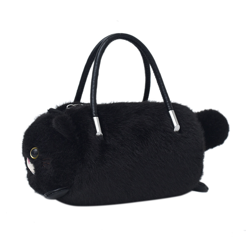 Adorable Plush Cat Bucket Bag For Shoulder Or Crossbody Use