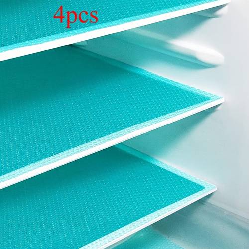 4pcs silicone refrigerator liners waterproof oil resistant non food contact mats 2 colors blue white for fridge shelves drawers cabinets easy clean durable space saving design