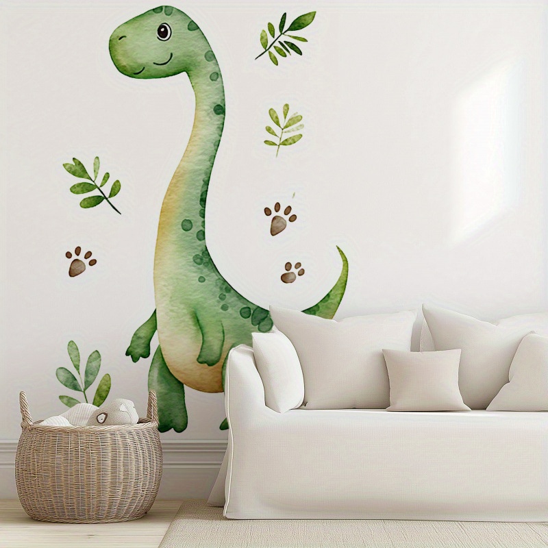 large cartoon watercolor style dinosaur english   plant wall sticker home decoration wall sticker removable and reusable