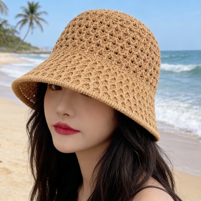 foldable bucket hat for women breathable versatile fisherman hat for adults unisex solid color with hollow out design breathable and easy to store