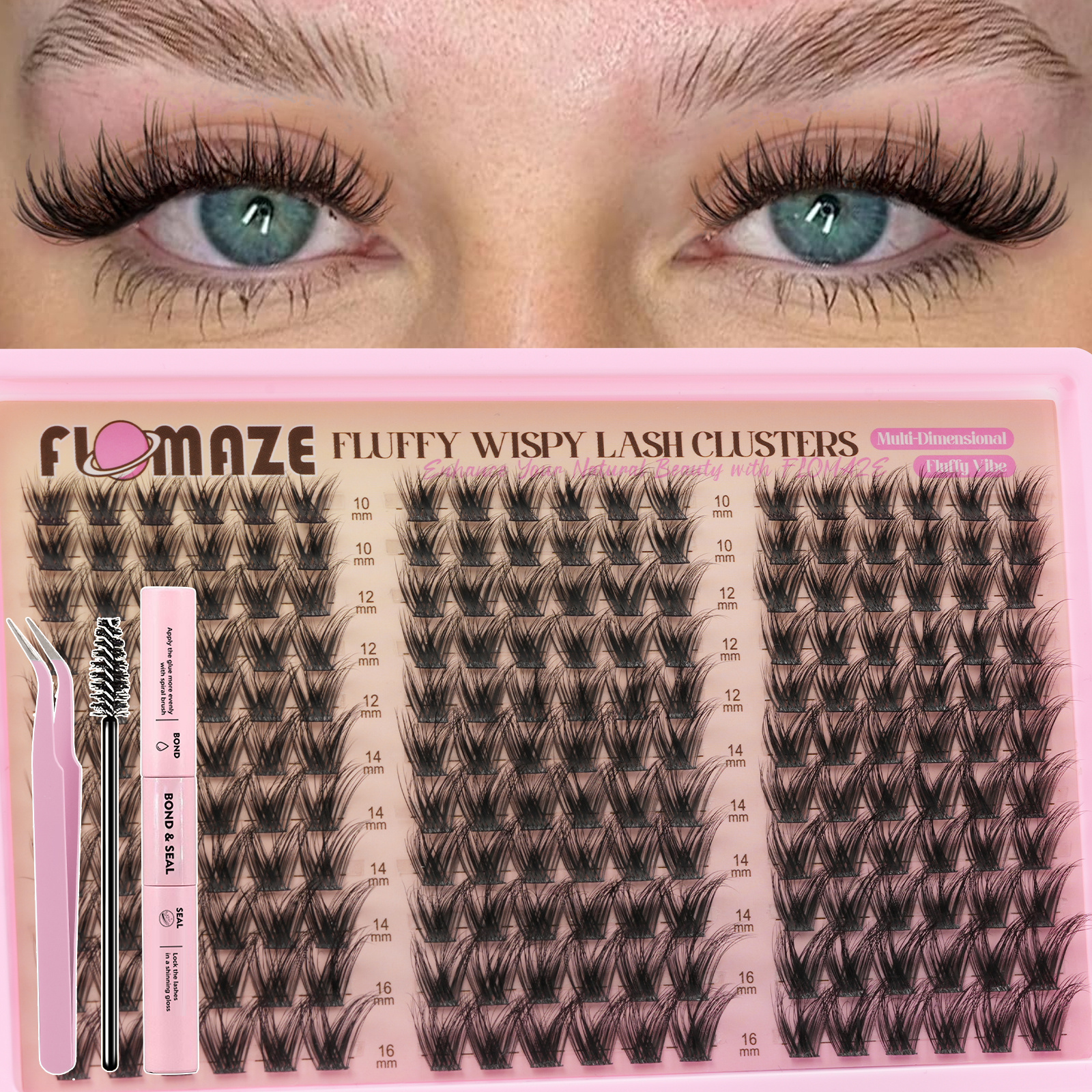 TEMU 198pcs Wispy Lash Clusters Kit With & Seal Glue And Tweezers, Small Box Double Lash Clusters Soft Lashes Lightweight Eyelash Clusters With