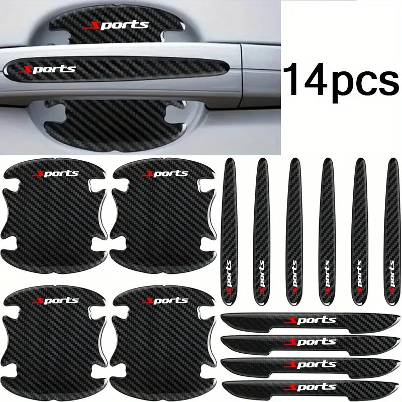 TEMU 14pcs Sports Car Additions, Including Door Wrist Guard Film, Door Handle Protection Strip, Rearview Mirror Anti-collision Strip, Door Edge