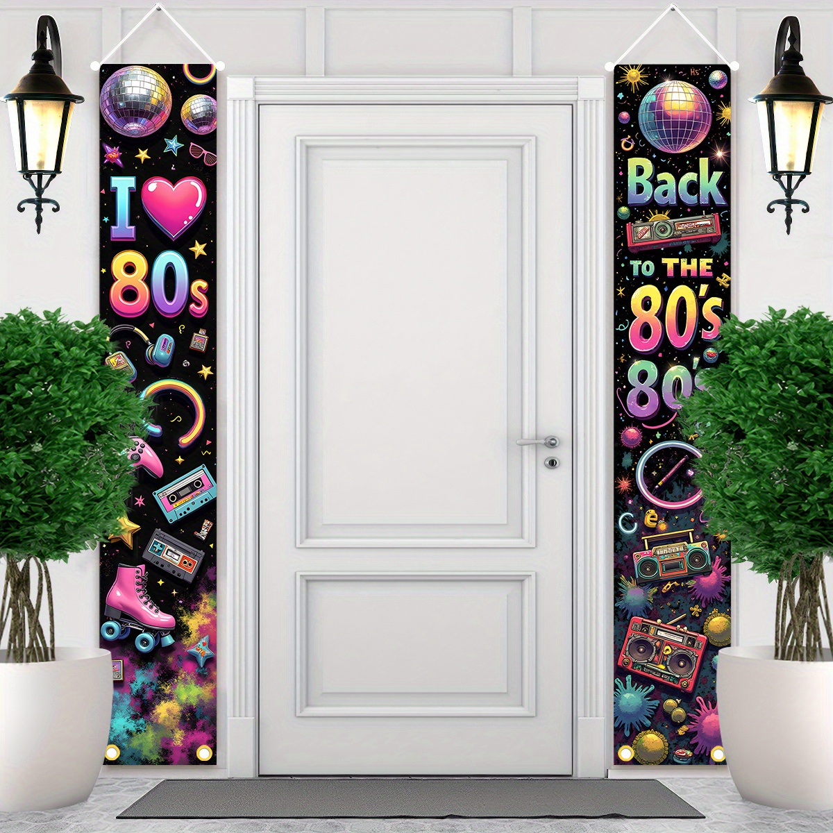 80er Jahre Party Dekoration Set – Inkl. Banner & Foto-Requisiten Für Coole Retro-Partys
