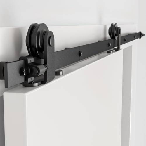 5ft 152cm sliding barn door kit for a single wooden barn door hardware additions and hangers