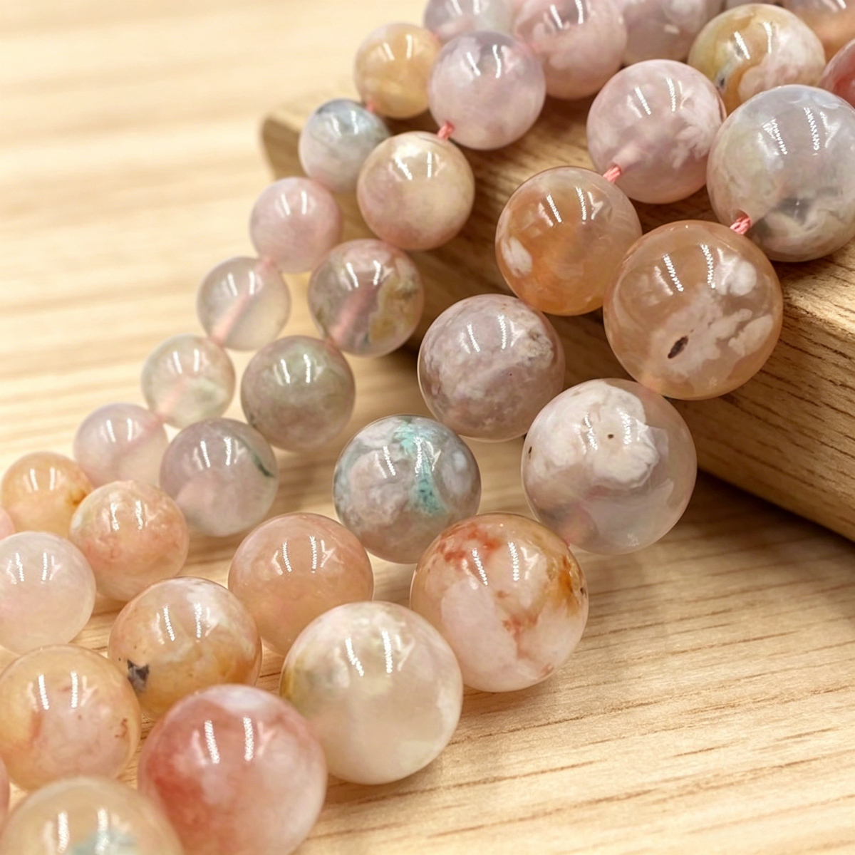 TEMU Round Loose Beads, Agate Round Beads, Beads For Jewelry, Smooth Polished Stone Beads For Necklace Bracelet Earring