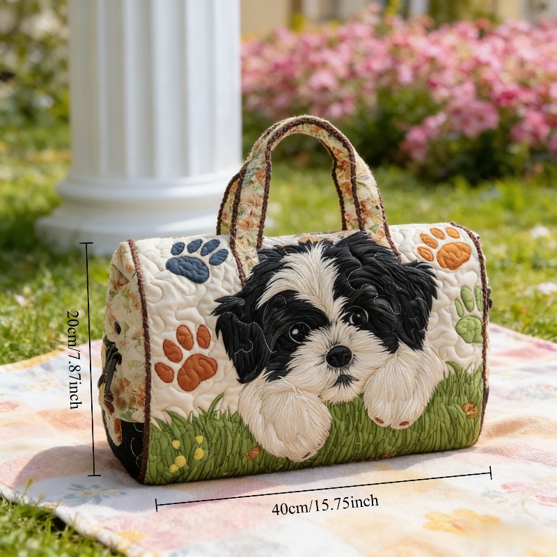 TEMU Compact Quilted Travel Bag For Short Distances - Versatile Sports And Fitness Handbag With Embroidery Features