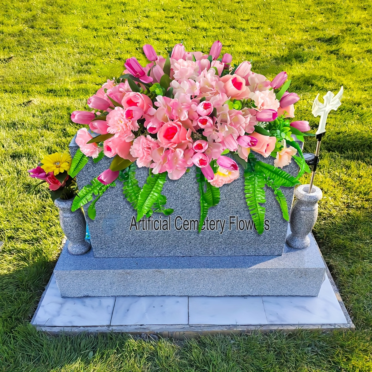 

1pc Modern Artificial Cemetery Flowers, Plastic Grave Decor, Floral , For Memorial, Easter, Valentine's, Father's, Day, Grandparents Day