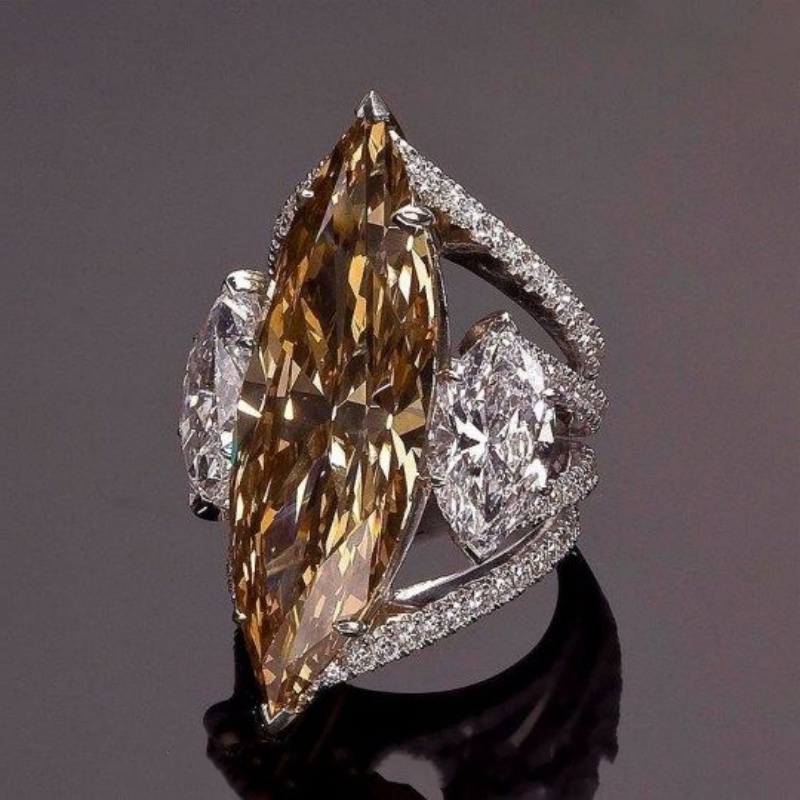 TEMU An Amazing Bride Wedding Jewelry, Luxurious Silvery-plated, Inlaid -eye-shaped Synthetic Cubic Synthetic Cubic Zirconiaia Stone, Suitable For