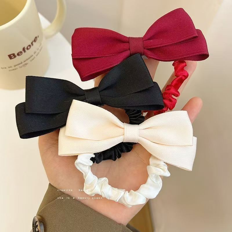 1pc/3pcs Of Leather Band Bow Hair Tie | Women's High Ponytail Hair Band, Accessory, Rubber Band, Suitable For Daily Use, Perfect Women's Gift