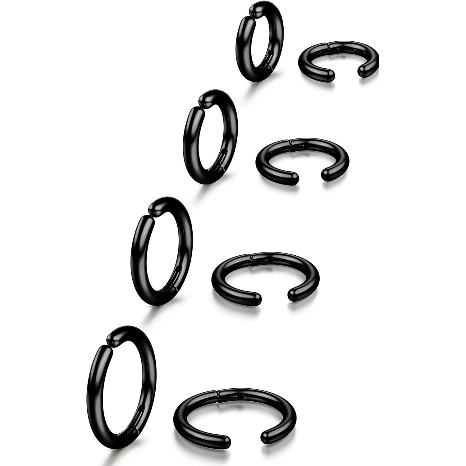 Image of Set Of 8 Clip-on Earrings For Men And Women, Non-piercing Stainless Steel Hoop Earrings, Stylish Ear Clips Ideal For Gifting