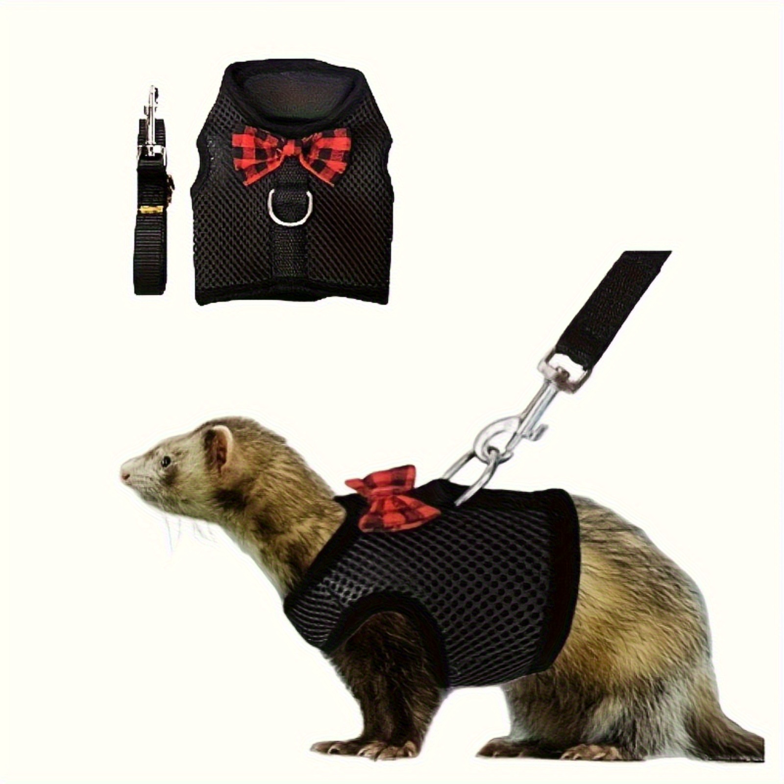 BOXOB Frettchengeschirr Mit Leine Leopardenmuster - Verstellbar Für Kleintiere