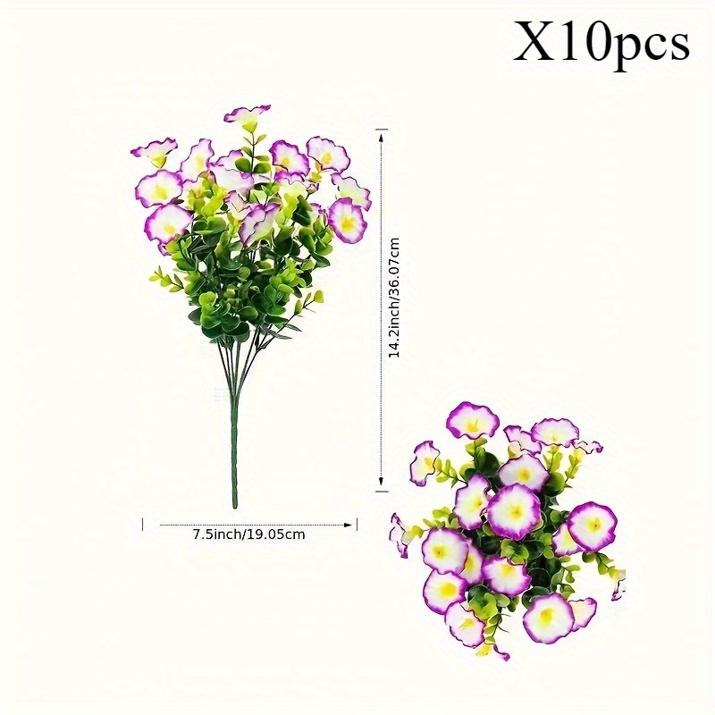 Image of 10-pack Uv-resistant Artificial Dwarf Flowers - Bright Purple And White , Durable Plastic No Maintenance Required, Suitable For Indoor/outdoor Christmas Festival Decoration, Flower Pot Arrangement
