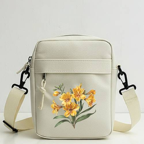 yellow lily realistic illustration trendy crossbody bags for men 2d flat printing adjustable shoulder straps zipper closure for party party dating everyday use work unisex holds phone and wallet cycling 2d flat