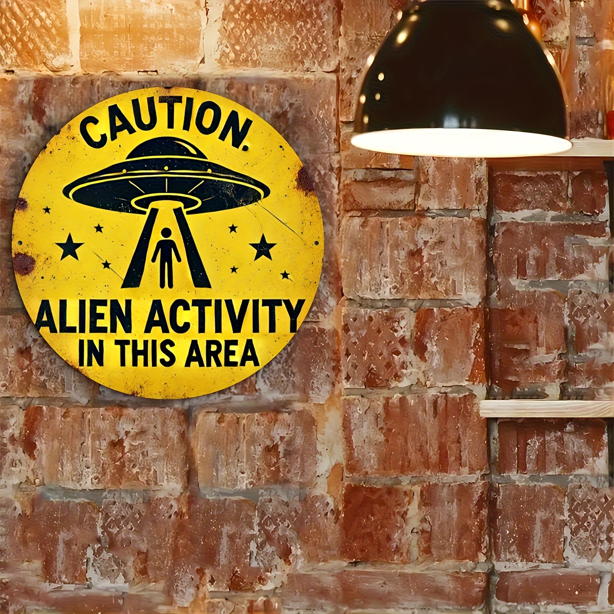 TEMU Retro Warning Sign Wooden Decorative Plaque For Home Cafe Ufo Themed Party Decoration Gift For Halloween Christmas Thanksgiving Farmhouse Room