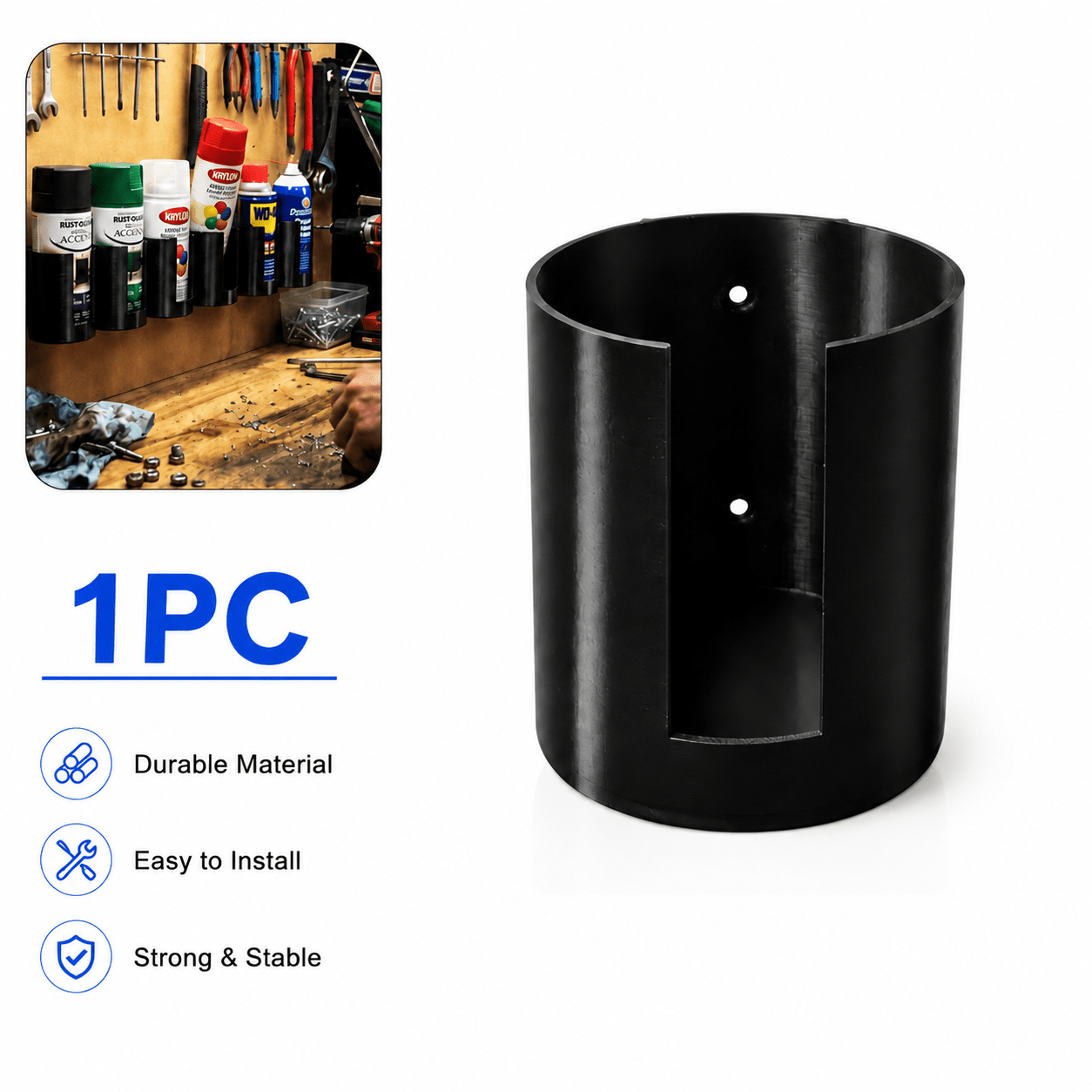 TEMU Wall-mounted Spray Can Holder Suitable For Garage, Shop, Rv Door & Home-hole Storage Box For Aerosol Cans, Cans, Adhesive Tubes - Space-saving