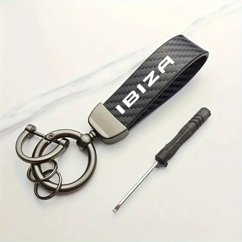Suitable For Key Fob With Installation Tool - High-fashion Artificial Pu Leather Keychain, Featuring Fiber Line Accents