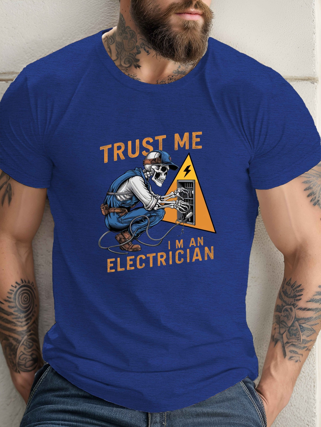 créanme electricista camiseta gráfica esqueleto camisetas Temu