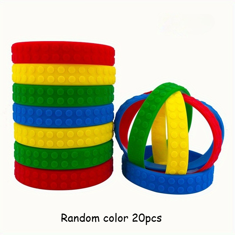 TEMU Lot de 18/20 bracelets créatifs à thème de blocs de construction, accessoire photo et décoration, bracelets à thème de blocs de construction de