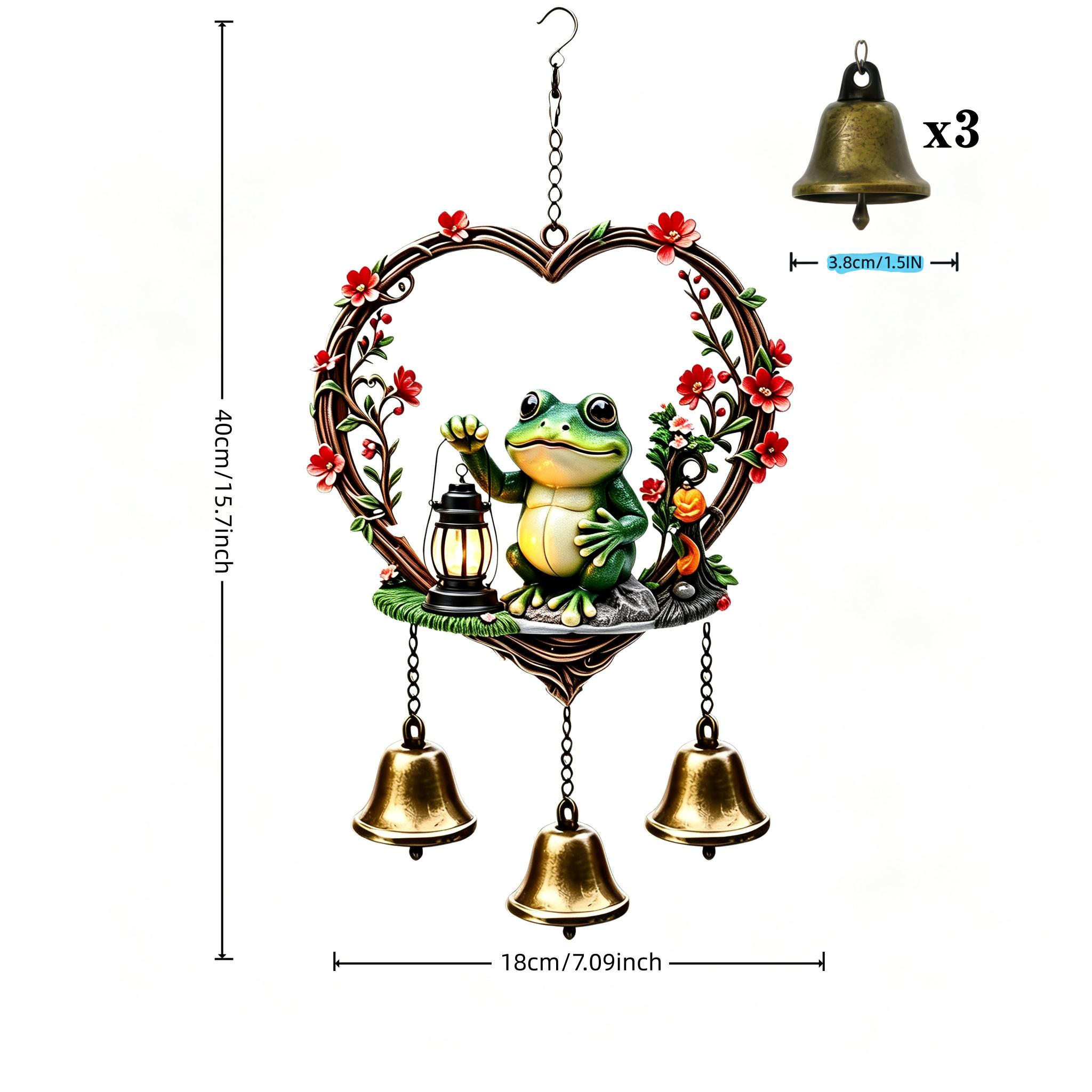 TEMU Heart-shaped Red Flower Lantern Acrylic Wind Chime Pendant Handmade Assembly Metal Wind Chime, Window Sill Courtyard Balcony Outdoor Hanging