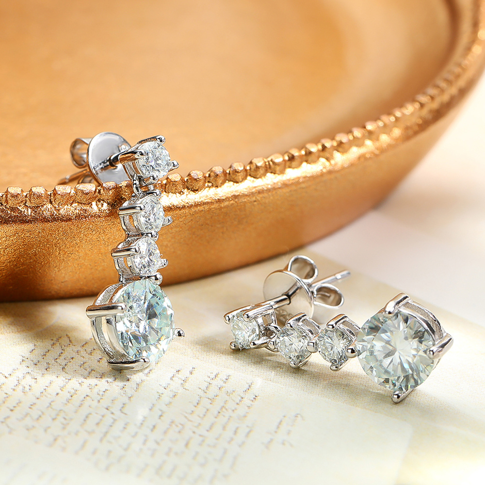 Women's 1.3 Carat Moissanite Stud Earrings, Perfect Gift for Her