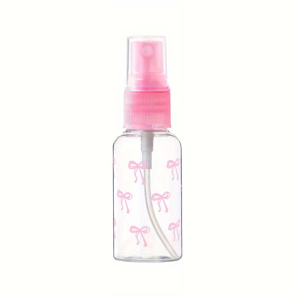 TEMU 1pc Pink Transparent Spray Bottle, 30ml Compact Capacity, And Simple With Bow Print, Clear Remaining Amount On Transparent Body, Refillable,