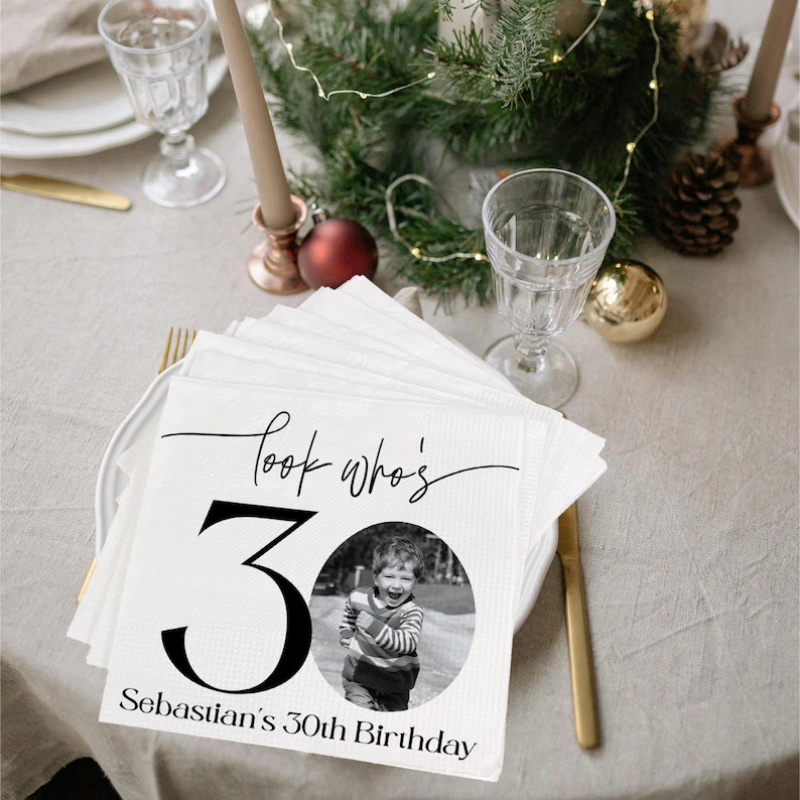 TEMU Custom 30th Birthday Napkins, 30th Birthday Supplies, Personalized Birthday Napkins, Cocktail Napkins, Birthday Party Decorations