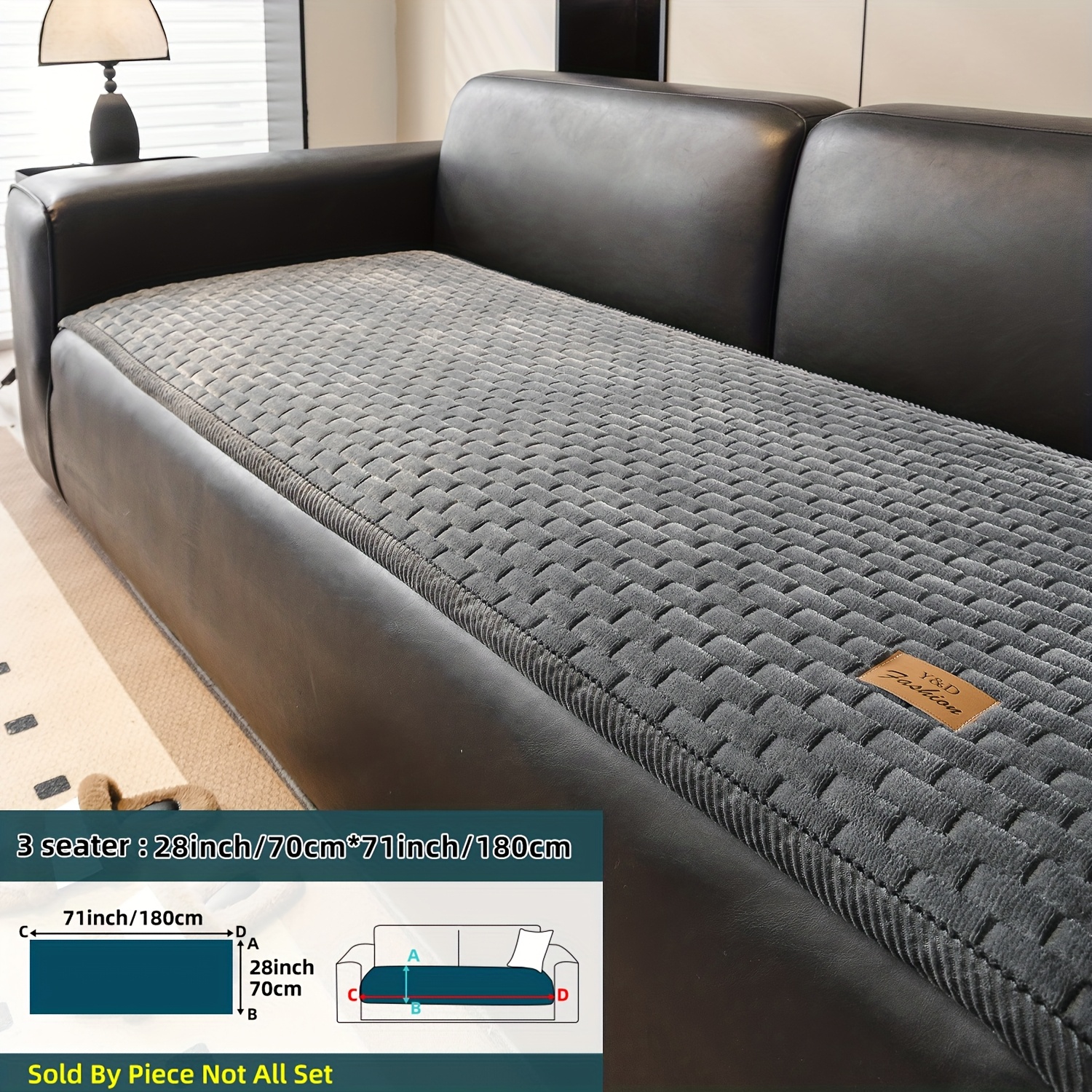 TEMU 1pc Of Premium Quilted Plush Sofa Cover, Featuring Handmade Corduroy Edges, Thick And Cozy, Suitable For Pets, Machine Washable, Non-slip For ,