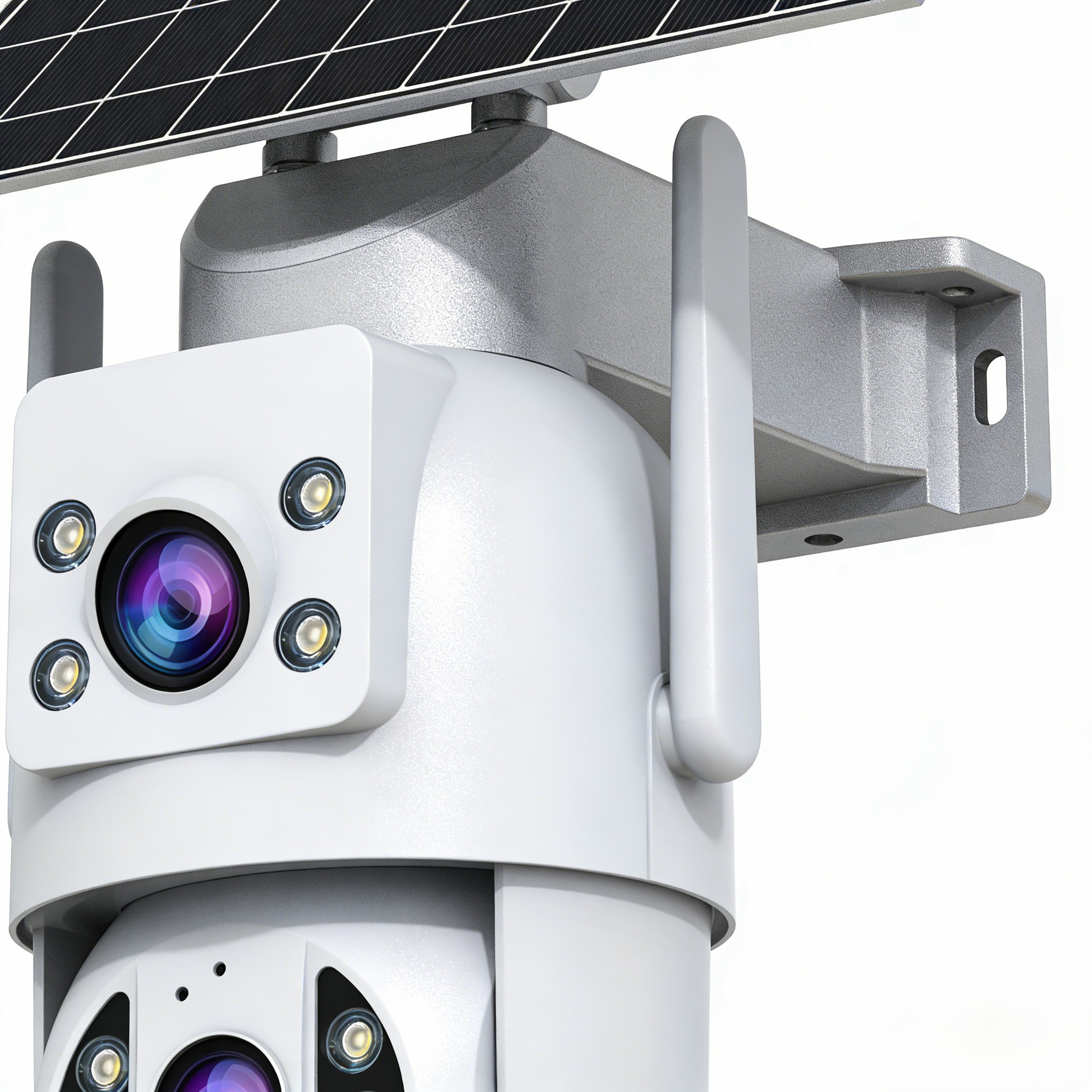 TEMU Wireless Solar Security Camera Jooan Outdoor Dual Lens 360° Panoramic 2.4g Wifi 9000mah Large Capacity Battery Low Power Consumption Ipx6 Audio