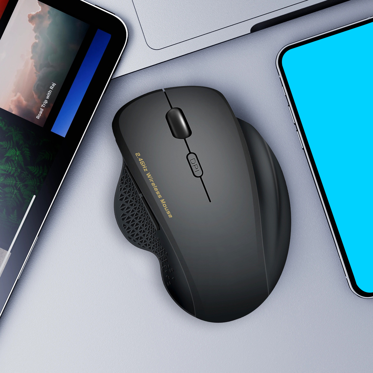 Wireless Mouse, 2.4G USB Computer Mouse, Ergonomic Optical Mouse, 6 Buttons, Plug and Play, Long Life, Portable Mouse for PC, Laptop, MAC, Chromebook, CONGDI